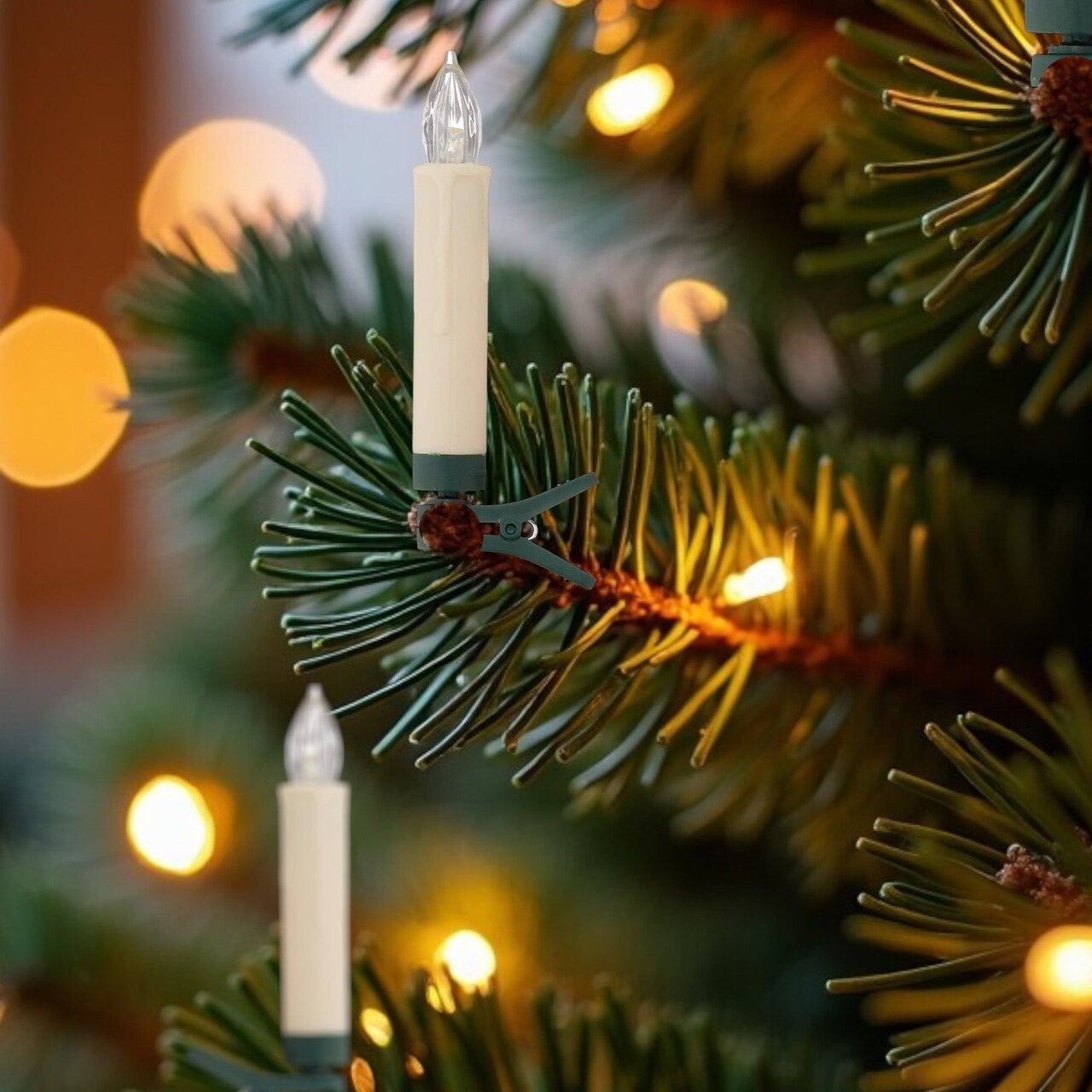 Edge Collections - 5.5" x 2.5" - White - Vintage Flameless Clip-On Taper Candles for Christmas - 12 Pieces